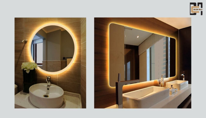 Phòng tắm có sử dụng gương trang điểm có đèn