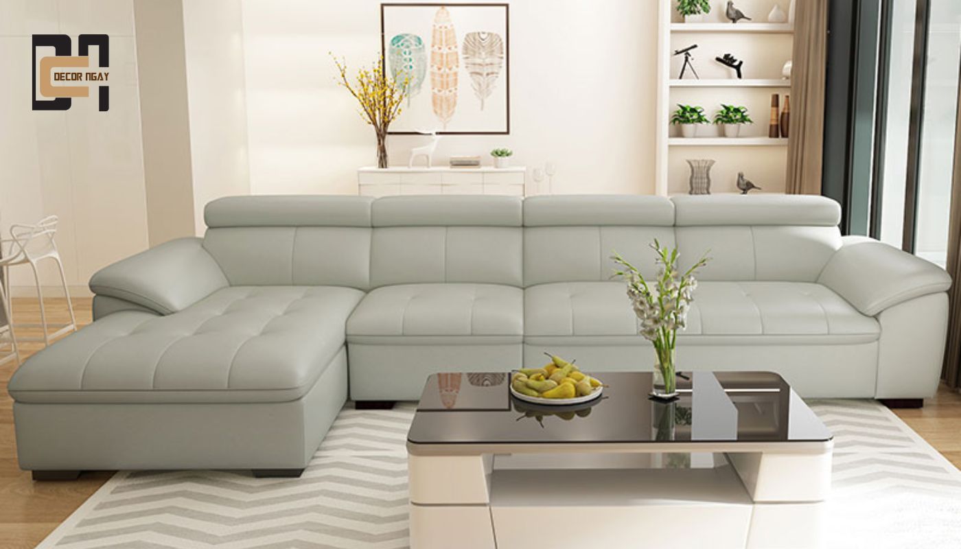 Sofa màu xám nhạt kết hợp tone màu tưởng trắng